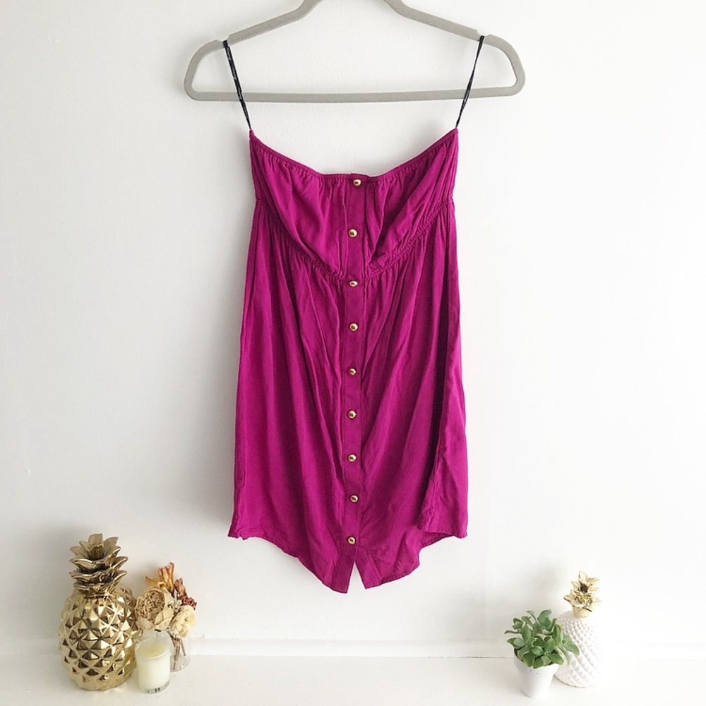 Button Down Strapless Dress
